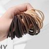 Diadema fina de alta elasticidad Cuerda de pelo negra Banda de goma básica simple Cuerda de pelo con cubierta de cuero para mujer Atar pelo pequeño tirón