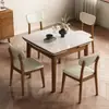 Mesa de Comedor Rectangular Extensible de Madera Maciza Minimalista Moderna con Encimera de Pizarra para Uso Doméstico, Adecuada para Apartamentos Pequeños, Mesa de Comedor Plegable Cuadrada