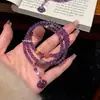 Pulsera de Amatista Brasileña de Múltiples Círculos para Mujer, Pulsera de Joyería de Amatista Simple y Elegante
