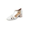 Zapatos Romanos Cuadrados de Tacón Grueso Estilo Francés Verano 2026, Nuevo Diseño Retro con Calados, Sandalias Versátiles de Tacón Alto para Mujer