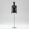 Loja de roupas versão coreana preto ombro plano manequim feminino meio comprimento janela ângulo reto ombro falso boneca corpo inteiro manequim exposição suporte