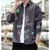 Camisa Masculina de Manga Longa Outono Fina Proteção Solar Roupa Externa Camisa Solta Moderna Bonita Alta Qualidade Caimento Algodão Camisa Preta