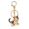 Llaveros lindos de mascotas transfronterizos, varios estilos de gatitos que caminan, aleación de zinc con diamantes de imitación y aceite, llaveros creativos para accesorios de mochila