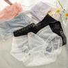 Japonês Sexy Ice Silk Traceless Girl Sweet Bow Mid-Waist Hip Cotton Crotch Briefs Roupa Interior Feminina