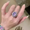 Novo Pingente Estilo Chinês Banhado a Prata 925 com Pedra Gema Calcedônia Roxa Natural Ovo de Pombo, Anel de Colar de Calcedônia Violeta Alto Gelo