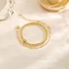 Comercio Exterior Aliexpress Pulsera de Doble Capa con 26 Letras Estilo Nuevo Elegante Estilo de Lujo Ligero Versátil para el Viaje Diario Joyería de Perlas para Mujer