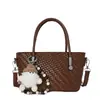 Bolso de Textura Tejida Retro de Gama Alta para Mujer 2026 Nueva Moda Versátil Bolso Cruzado para Viajar a Diario Bolso tipo Cubo de Mano o de un Solo Hombro
