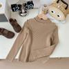 Top de Cuello de Solapa Interior Auricular para Niños Invierno 2025 Suave Ceroso Camiseta Básica Tejida para Bebé Niña Suéter para Niñas Ropa Fina de Invierno