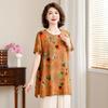 Traje Guofeng de alta gama para madre joven Camiseta de manga corta Verano Nuevo Top chino para mediana edad y ancianos Talla grande Conjunto de dos piezas