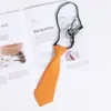 Corbata Pequeña Lisa de Color Sólido Casera Estilo Japonés Ultra Corta para Mujer Persona Perezosa Sin Nudo Linda Estilo Universitario Marrón Retro Jardín de Infancia