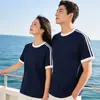 Camiseta Trendy de Estilo Americano de Peso Pesado con Mangas Cortas para Hombres y Mujeres, Algodón Puro, Nuevo Ajuste Holgado de Verano, Top de Tres Rayas, Camiseta para Comercio Transfronterizo