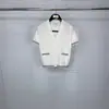 Tb Directo de Fábrica Verano Nuevo Color Waffle Rayas Cuello V Manga Corta Mujer Casual Cómodo Botón Manga Corta