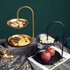 Plato de fruta de lujo ligero de estilo nórdico, plato de dulces de doble capa, tienda de celebridades de Internet, bandeja creativa moderna para refrigerios de sala de estar en el hogar