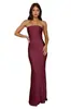 Vestido de noche sexy ajustado sin tirantes estilo europeo y americano para mujer, modelo largo 2026 con abertura, adecuado para banquetes, fiestas y eventos de cóctel