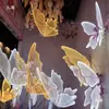 Adereços de Casamento Asas de Borboleta Luminosas Pingente Decoração de Teto Lustre de Casamento t Palco Caminho de Ferro Guias Ornamentos