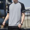 Playera de Manga Corta de Seda de Hielo para Hombre Verano Delgada Holgada Talla Grande Deportiva de Secado Rápido para Correr Fitness Top de Media Manga Ins