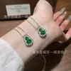 Colar com Pingente de Cabaça de Jade Verde com Cravação em Prata S925, Novo Pingente de Cabaça de Jade Estilo Chinês