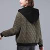 Chaqueta acolchada Lingge chaqueta acolchada de algodón para mujer corta 2024 nuevo invierno explosiones abrigo madre pana pequeña chaqueta acolchada de algodón