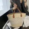 Bolso Tejido de Rafia Estilo Vacaciones Coreanas para Mujer Bolso Tote de Gran Capacidad Estilo Vacaciones de Verano Bolso de Hombro de Celebridad de Internet