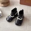 Botas Medias Elásticas Retro 2026 Otoño/Invierno Nuevo Estilo Coreano para Niñas de Encaje con Felpa Botines Cortos Elegantes de Punta Redonda Botines Pequeños de Piel