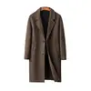 Casaco Trench de Lã Cashmere Dupla Face Estilo Novo Inverno 2025 Masculino Comprimento Médio Casual Solto Jaqueta