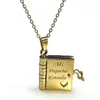 Collar de Acero de Titanio, Popular en Europa y América, Collar con Forma de Libro de Carta de Amor Grabada, Collar con Forma de Sobre de Carta de Amor Abrible, Cadena para Clavícula
