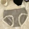 Estilo Puro Deseo 10A Todo Algodón Antibacteriano Entrepierna Extendida Ropa Interior de Algodón Puro para Mujer, Cintura Media con Ribete de Encaje Tallas Grandes Ropa Interior para Mujer