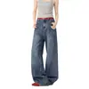 Jeans Lavados con Bigotes de Patrón de Bambú Estilo Americano para Hombres y Mujeres, de Marca de Moda, Nuevos, Diseño Retro Holgado, Pantalones de Pierna Ancha