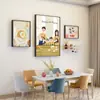 Pintura Decorativa Cálida Nórdica para Comedor Familiar Juego de Arte de Pared de Porcelana de Cristal Decoración de Pared de Aleación de Aluminio Estante de Hierro Colgante