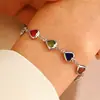 Moda Europeia e Americana Multiestilo Colorido em Formato de Coração Joias Geométricas Colares, Pulseiras, Brincos em Cores Doces Acessórios de Vidro em Formato de Coração
