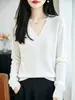 Suéter fino de lana para mujer, corte ajustado, canalé vertical, patrón tridimensional de espina de pescado, cuello en V, manga larga, adecuado para el trabajo, capa interior de punto