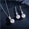 Collar de Perlas Imitación Hoja Cadena para Clavícula de Lujo Ligero para Mujer Pendientes con Microincrustaciones Juego de Regalo para el Día de la Madre