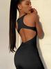 2024 Estilo europeo y americano Amazon verano mujer espalda descubierta cintura baja abertura temperamento sexy vestido largo en stock