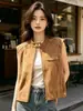 Chaleco sin mangas de gamuza estilo coreano al por mayor para mujer, nueva moda otoño 2026, elegante y versátil, top chaleco adelgazante