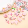 Mistura de 20 Tipos de Resina Pingentes de Urso Rosa Desenho Animado, Sereia, Dinossauro Pequeno Acessórios para Chaveiro Colar DIY