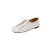 Zapatos de Abuelita de Piel de Oveja Entera Súper Suaves 2025 Otoño Flats Punta Cuadrada Cuero Genuino Cordones Zapatos de Cuero Pequeños Flats de Boca Profunda para Mujer