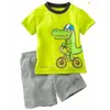 2025 Verano para Niños Dibujo Animado Estampado de Dinosaurio Manga Corta Ropa para Niños Nueva Camiseta Conjunto Casual de Dos Piezas Venta al por Mayor
