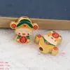 Guochao Método Antigo Esmalte Deus da Riqueza Acessórios Estéreo Pulseira do Deus da Riqueza Chaveiro de Carro Conta Acessórios de Joias DIY Lote