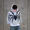 Sudadera con capucha y estampado de araña de la alta calle americana, sudadera holgada personalizada de moda para hombres y mujeres, al por mayor