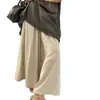 Pantalones de Pierna Ancha Holgados de Cintura Alta de Lino Estilo Coreano Versátiles Adelgazantes Klein Azul Nuevos de Verano 2026 para Mujer Petite Estilo Perezoso