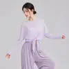 Top de dança para mulheres, roupa de prática de dança moderna, casaco solto de manga comprida para dança clássica, roupa de treinamento corporal para dança chinesa de exame de arte