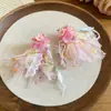Pendientes de Borlas con Flores Rosas Estilo Vacaciones Transfronterizas Europeos y Americanos, Pendientes Dulces de Nicho Súper de Hada, Pendientes de Lujo Ligero y de Alta Gama