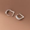 Aretes Nalan de Plata Esterlina S925 con Diamantes en Forma de D Estilo Ins Diseño de Lujo Accesible Joyería Elegante para la Oreja para Mujeres M03449