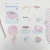 Notas adhesivas estilo ins de té de rosas con forma de alien, pegatinas decorativas lindas con temática de galletas y postres para diarios, materiales de collage no adhesivos