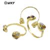 WT-B652 Nuevo Amatista Natural Diseño de Tres Gemas Chapado en Oro de 18k Pulsera Ajustable Europea y Americana de Venta Caliente para Mujer