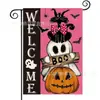 Bandera de Jardín de Halloween Más Vendida de Amazon con Estampado de Calavera Material de Lino Decoración de Fiesta Americana Bandera de Jardín