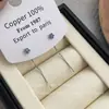 Brinco de Fio com Flor de Cinco Pétalas de Zircônia Azul Feminino Elegante com Franja Curta 2025 Novo Estilo Pequeno Fresco Simples