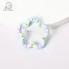 Anel aberto com flores pequenas pintadas à mão em liga colorida, pingente de chaveiro, acessórios para joias DIY, fecho de mola giratório, miçangas Perler