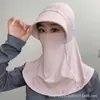 Mascarilla Facial para Ciclismo Sombrero con Protección Solar Protector de Cuello Integrado Velillo Mascarilla Anti-UV para Mujeres Verano Seda de Hielo