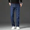 Jeans de Veludo Espesso Outono e Inverno Calças Retas Largas Nova Cintura Alta Casual Stretch Calças Masculinas para Heattech